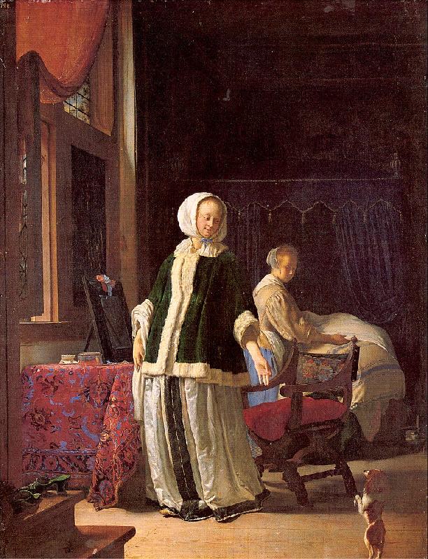 MIERIS, Frans van, the Elder A Young Woman in the Morning Sweden oil painting art